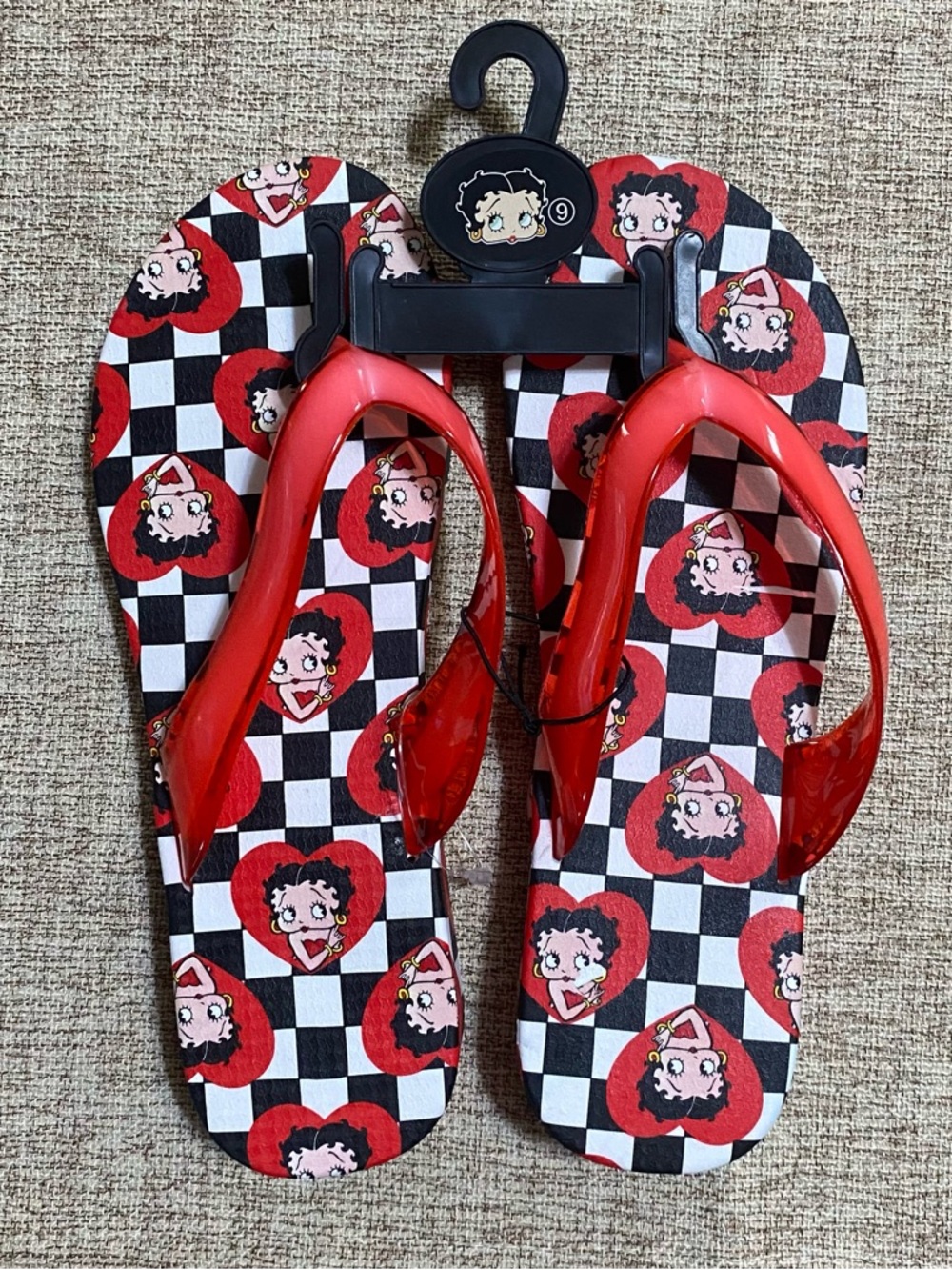 Betty Boop Checked Flip Flops